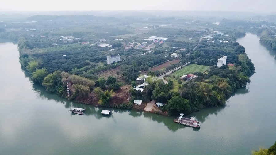 Aerial sông + rừng + làng quê Bắc Tân Uyên